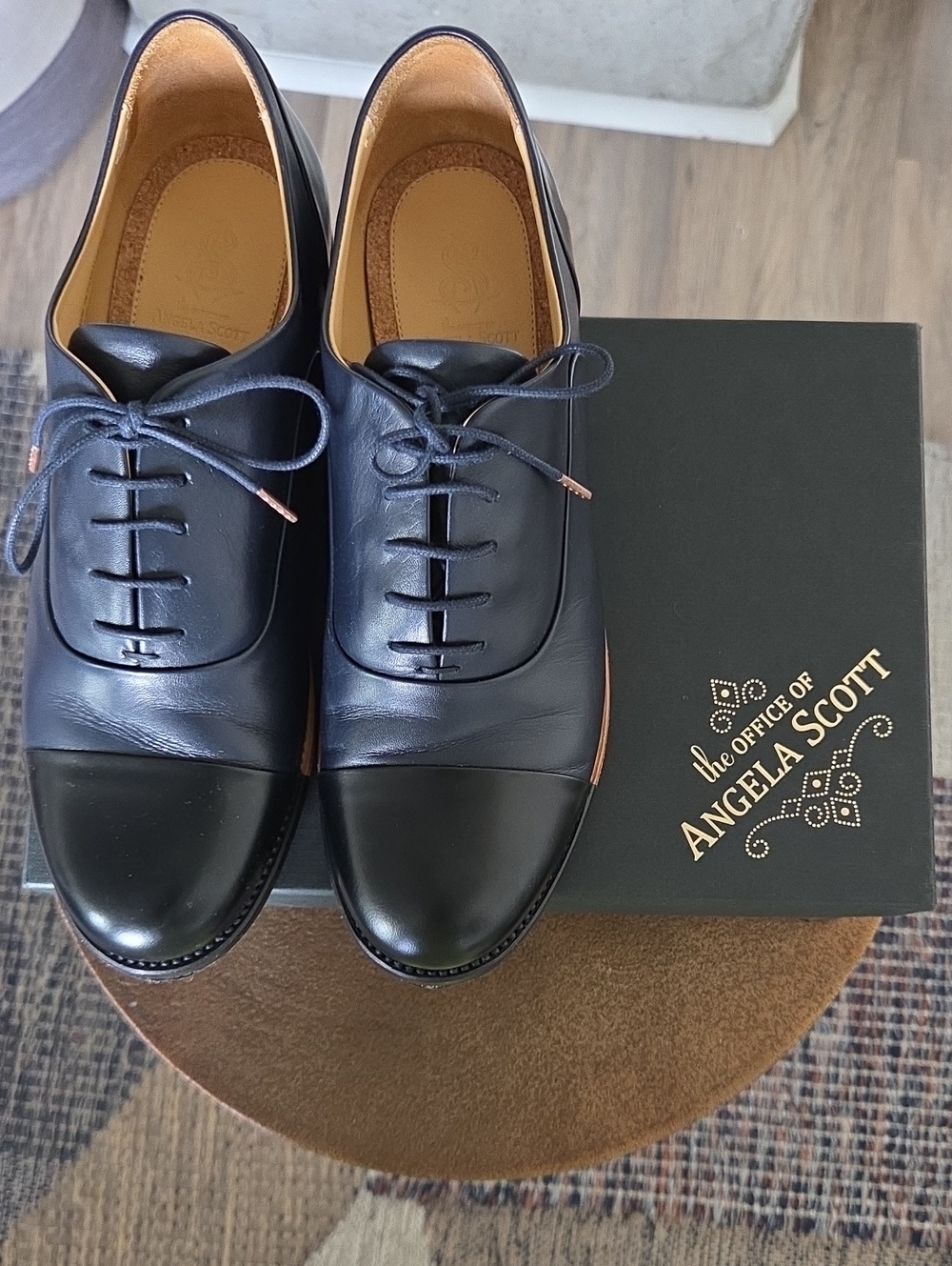The Office of Angela Scott Women’s Two-Tone Cap-Toe Derby - Navy & Black